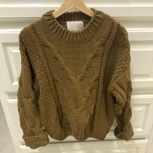J.O.A Chunky Knit Khaki Green Sweater Size XS